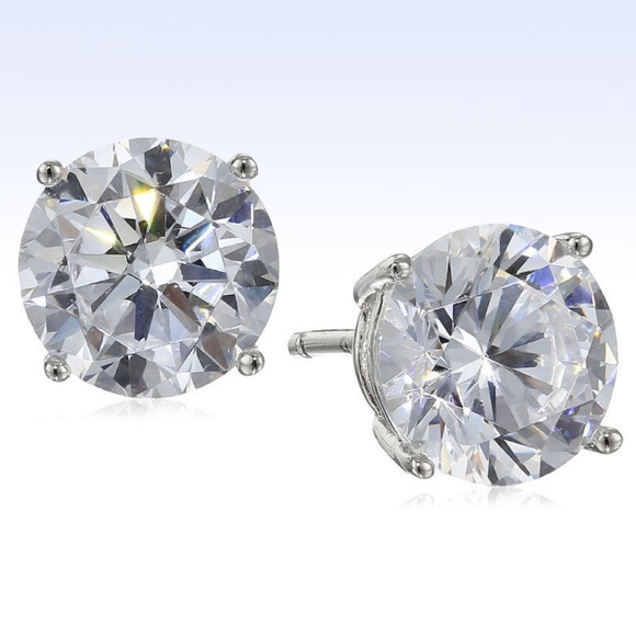 Sterling Silver 8.5mm Round Cubic Zirconia CZ Stud Earrings (5 cttw) - Picture 1 of 1